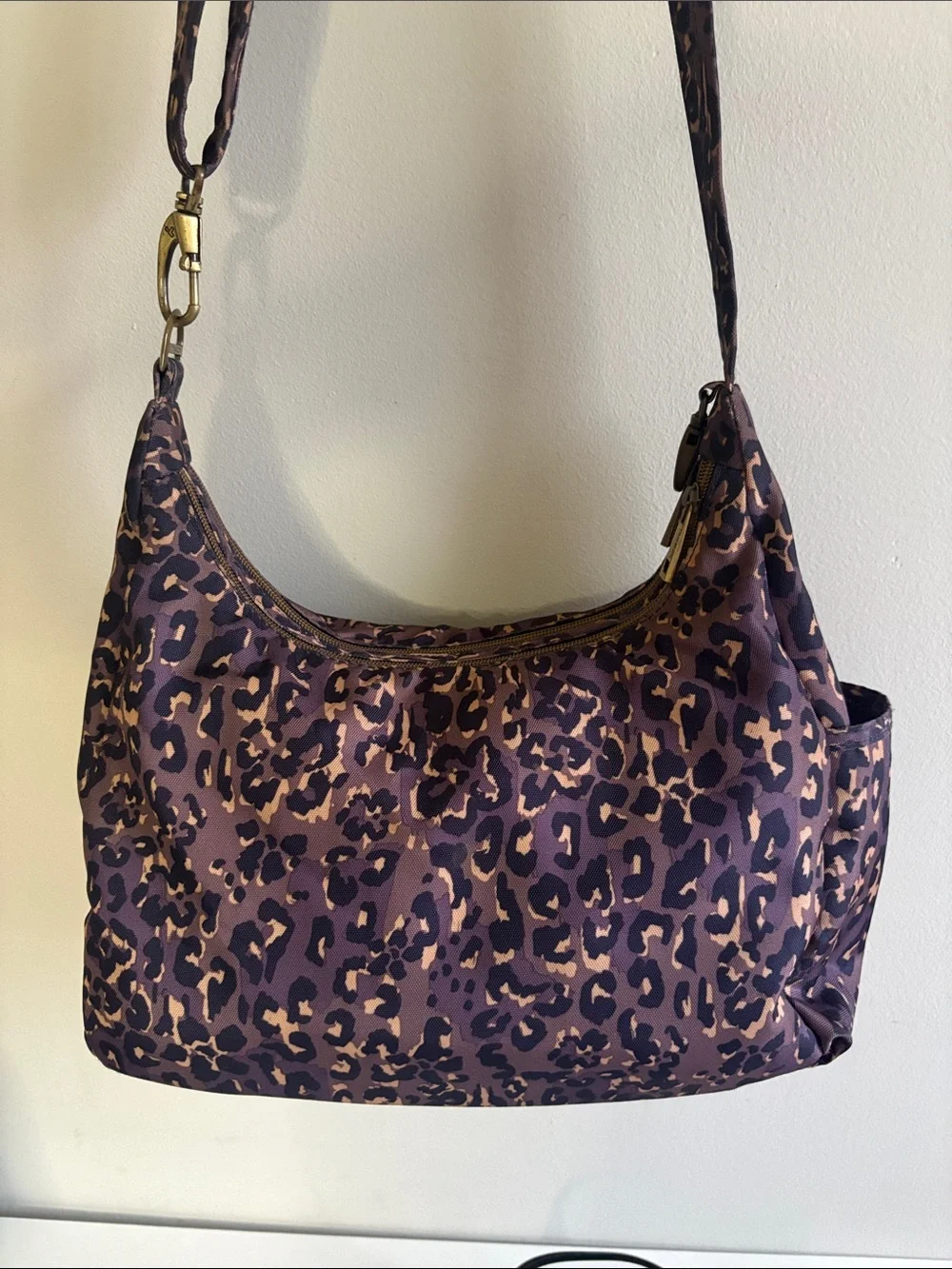Women’s Leopard Print Purple Shoulder Bag